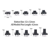 💢 Hilitchi 250 piezas 6 x 6 mm 12 x 12 mm pulsador táctil interruptor micro momentáneo tacto surtido – 20 valor/4 pines