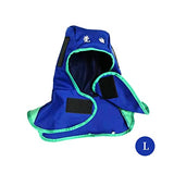 ▶ Gorro de soldadura transpirable, lavable, ligero, a prueba de polvo, resistente, para soldador, protección para el cuello, casco FR, azul L