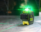 Nivel laser verde 3D,3X360 °nivel laser Autonivelante, anti-vibración,25m,Autonivelación y Hasta 50m en Modo de Pulso,con 2 batería de iones de litio recargable,Base Magnética(F94T-XG)