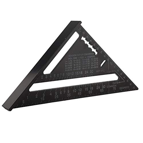 Herramientas Carpintería  Aleación de Aluminio de 7 Pulgadas Triángulo Carpintería Cuadrado Carpintero Cuadrado Herramienta de Diseño Triángulo Transportador de ángulos (Métrico)