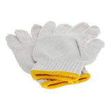 Othmro Guantes blancos con borde amarillo lavable, guantes de algodón lisos sin costuras, guantes de trabajo protectores industriales de trabajo, buenos para trabajadores de madera trabajando en fábrica, 10 pares