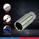 ▶ NEIKO  Juego de bujías de 3/8 pulgadas, 5 piezas, SAE y métrico, insertos de retención de goma, acero Cr-V, 14 mm, 18 mm, 9/16, 13/16, 5/8, juego de bujías de bujía profunda