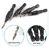 Juego de  brocas de taladro avellanado de 1/4"Fresa de vástago hexagonal Herramientas de carpintería para taladro + L-Llave