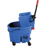 Rubbermaid Commercial WaveBrake FG748000 Sistema de fregado de cubeta y escurridor de presión Lateral, 24.6 litros, Amarillo, Azul, 35 Qt