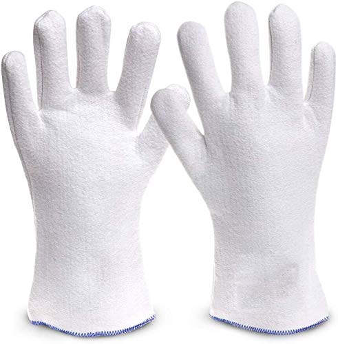 ▶ Guantes ignífugos 200 grados de calor Guantes resistentes al aislamiento de alta temperatura de la resistencia Barbacoa Cocinar Guantes de Prevención de In