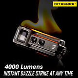Nitecore T4K 4000 lúmenes LED USB-C recargable EDC llavero linterna con etiqueta NITECORE