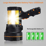 🔦 Linterna recargable Súper Brillante Recargable Linterna de mano LED ,Portátil Lámparas de mano Alta Potencia 8000 lm Grande Batería 10000mAh Charged de Larga Duración Proyector Antorcha, más Brillante Luz de Trabajo Lateral Linterna de Camping