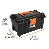 ▶ Caja para herramienta, amplia de 16", color naranja