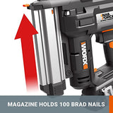 Pistola de uñas inalámbrica de 20 V WX840.1, PowerShare, clavadora 2 en 1 y grapadora de corona estrecha, luz LED, batería y cargador incluidos