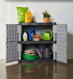 Rubbermaid - Armario de Almacenamiento pequeño con Puertas, Armario de Almacenamiento con Cerradura, 45.7 cm de Profundidad x 91.4 cm de Ancho x 91.7 cm de Alto, Gris/Negro