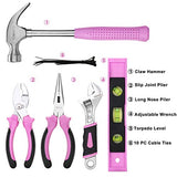 Juego  de herramientas para el hogar rosa de 110 piezas para el hogar, juego de herramientas portátiles para mujer con bolsa de fácil transporte, perfecto para proyectos de bricolaje, mantenimiento del hogar