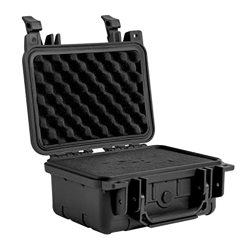 BIG RED Caja de herramientas de plástico portátil con espuma, resistente al agua y a prueba de golpes, funda rígida para herramientas, 9.2 x 8 x 4.8 pulgadas, color negro