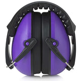 ▶ Orejeras de protección auditiva y reducción de ruido, ligeras, ajustables y plegables NRR 20 dB, protección de oídos de seguridad para disparos, maquinaria pesada, trabajo y caza, para adultos y niños, color morado