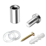 🔩 Juvielich - Tornillos separadores para letreros (8 unidades), 1/2 pulgadas Diámetro x 2,5 cm. L) Tornillos publicitarios de acero inoxidable para soportes de pared, accesorios para soportes de letreros, clavo acrílico de vidrio, plateado