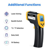 Termómetro pistola de temperatura infrarrojo láser digital sin contacto, -58 ℉ ~ 1022 ℉ (-50 ℃ ～ 550 ℃), Amarillo y Negro