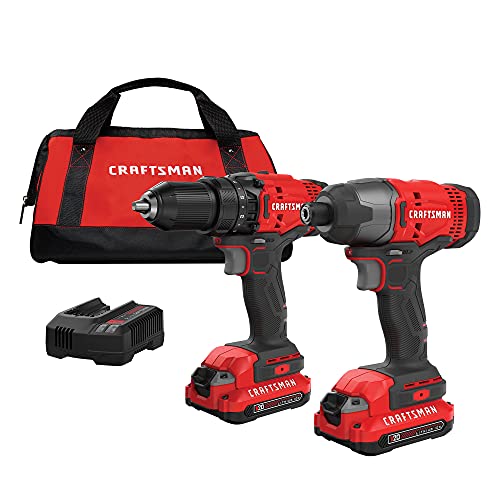 Juego de herramientas Kit de Herramientas 20V Inalambricas con Taladro Atornillador y Atornilladro de Impacto con 2 Baterías CMCK200C2 CRAFTSMAN