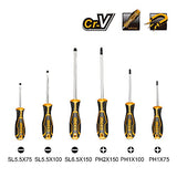 ▶ Set De 6 Destornilladores con punta Magnética Desarmadores Phillips Y Plano Acero Cr-V HKSD0628