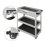 ▶ Carrito de herramientas de 3 niveles: carrito de herramientas con ruedas y cajones utilitarios de hasta 450 libras de carga, carrito de herramientas rodante de 3 niveles, organizador de herramientas de altura ajustable para almacén, cochera, jardín