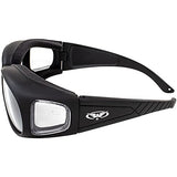 ▶ Global Vision Outfitter - 2 pares de gafas de seguridad con marco negro transparente + lentes amarillas acolchadas, ajuste sobre gafas de seguridad