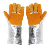 ▶ Guantes de Soldador Aislamiento Guantes industriales, Cuero, Guantes de Papel de Aluminio, Horno, Anti escaldado, Fundición, Resistencia al Desgaste, Alta Temperatura, 500-1000 Grados