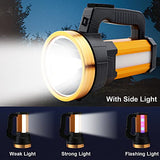 🔦 Linterna recargable Roadwiz Foco LED de mano recargable de 6000 lúmenes, linterna portátil superbrillante, foco de batería de mano, linterna LED de mano brillante, luz de trabajo USB de larga duración