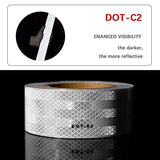 ▶ Cinta reflectante blanca y plateada de 2 x 50 pies DOT-C2 para exteriores, impermeable, para la visibilidad, cinta de seguridad autoadhesiva para remolque, cintas reflectantes de advertencia para coches, ropa, bicicletas, cascos, motocicletas