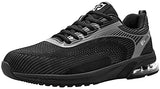▶  LARNMERN Zapatos de punta de acero con cojín de aire para hombre, ligeros, zapatos de seguridad para el trabajo, construcción industrial, calzado de construcción transpirable, botas de trabajo a la moda, color negro, Negro-80, 13.5 Women/11.5 Men
