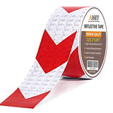 ▶ Cinta reflectante de seguridad blanca y roja impermeable de alta visibilidad de 2 pulgadas x 30 pies, cinta reflectora de visibilidad para remolques, camiones, coches