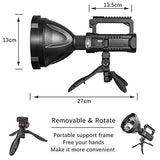 🔦 Linterna recargable Linterna recargable de alto lúmenes, 90000 lúmenes LED superbrillante, 4 modos IPX5 luces de trabajo impermeables para senderismo, camping, caza y emergencias con trípode y salida USB