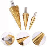 ▶ Juego de Brocas Escalonadas para Taladro de Titanio – Acero de Alta Velocidad – Juego de 3 piezas de 4-12mm/4-20mm/4-32 mm
