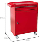 ▶ Organizador de Taller de cochera con Ruedas Desmontable, Caja de Herramientas de 4 cajones con clóset de Almacenamiento Grande y Estante Ajustable, Rojo