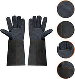 ▶ Guantes de soldador, guantes de trabajo protectores, guantes de cuero de guantes de soldadura Guantes de cuero de cuero que trabaja en el jardín protector contra el guiso de ma