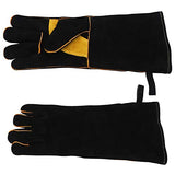 ▶Guantes de soldador, de piel, resistentes al calor, resistentes al fuego, con costuras de Kevlar, resistentes al calor, para soldar, horno, parrilla, barbacoa, chimenea, estufa, soporte para ollas, soldador, 40,6 cm