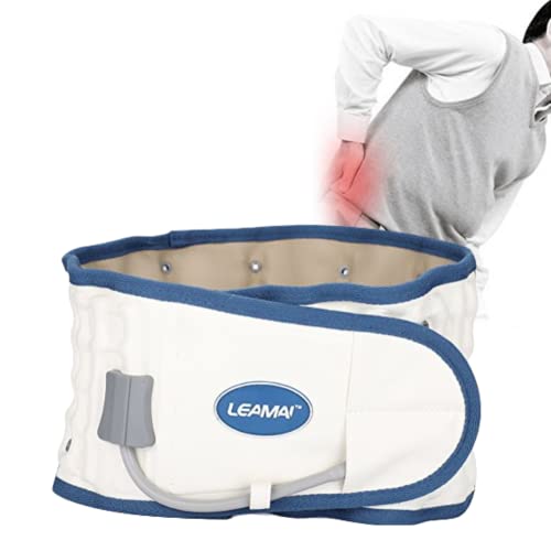 ▶ Cinturón de protección Lumbar  Ajustable, Postura de la Correa de Cintura Inflable Dispositivo de tracción de Disco para Corrector de Soporte Lumbar para Hombres y Mujeres(Blanco)