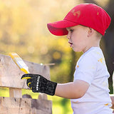 ▶ Guantes de trabajo de piel auténtica para niños, guantes de trabajo de jardinería para niños, guantes de seguridad, diseño reflectante, transpirable, perfectos para jardinería infantil, trabajo en el patio, al aire libre (mediano, negro, 4 a 6 años)