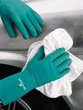 ▶ Guantes resistentes a los productos químicos de nitrilo sin forro, talla grande (12 pares), Verde claro, Large