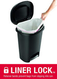 Rubbermaid Bote de basura clásico de 13 galones con tapa y pedal de acero inoxidable, cubeta de basura negro para cocina
