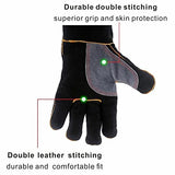 ▶ Guantes de soldador resistente al calor perfecto for soldador/cocción/hornear/chimenea/manejo de animales/BBQ - Black-Gray 14 pulgadas