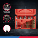 Extractor de pernos | Extractores de múltiples ranuras y espirales | De 5/64" a 1/2" | Juego de extracción de tornillos, espárragos, accesorios y orejetas pelados | Brocas para zurdos