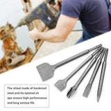 ▶ Juego de broca cincel de taladro percutor SDS Plus, broca de cincel de martillo giratorio 5PCS, cinceles de punta/ranura/planos, cincel con soporte sds-plus, para pared, concreto, piedra, etc.