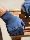 ▶ Guantes de trabajo  Pack de 3  con revestimiento de nitrilo de microespuma, calibre 15, transpirables, resistentes a la abrasión, sin costuras, forro de nailon y licra, certificado CE, protección LANON