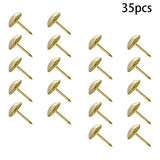 MroMax 35 clavos de hierro de 0.47 pulgadas de diámetro para tapicería de hierro, tachuelas redondas de metal antiguo para decoración de muebles, sillas, tableros de corcho para sofá, cabeceros, tono dorado