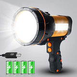 🔦 Linterna recargable Súper Brillante Recargable Linterna de mano LED ,Portátil Lámparas de mano Alta Potencia 8000 lm Grande Batería 10000mAh Charged de Larga Duración Proyector Antorcha, más Brillante Luz de Trabajo Lateral Linterna de Camping