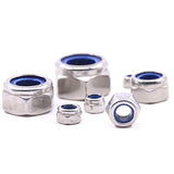💢 Hilitchi - Kit de tuercas de acero inoxidable de 155 piezas, tamaño M3, M4, M5, M6, M8, M10 y M12, Lock Nuts