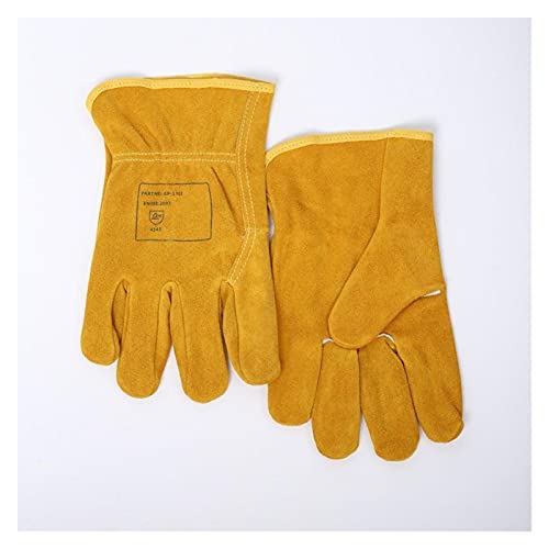 ▶ Guantes de Soldador Guantes mecánicos Guantes de Trabajo de Cuero de Piel de Vaca 25 cm (10