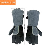 ▶ Guantes de soldador de forja de cuero/herrero/Mig/tig 16 pulgadas 932 °F resistentes al calor guantes a prueba de calor para barbacoa/parrilla/estufa/soldador TIG/Mig/soldadura con costuras de Kevlar manga larga gris