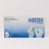 ▶ GUANTE NO ESTERIL MEDIANO PLUS LATEX DESECHABLE BAJO EN POLVO LISO VIOLETA CAJA C/100