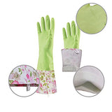 ▶ Guantes de goma de látex impermeables para lavavajillas, puños largos y forro de flocado, 2 pares (mediano)