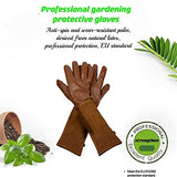 ▶ Guantes de jardinería de cuero profesionales para mujeres y hombres, guantes de trabajo de jardín rosa con protección del antebrazo