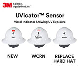 ▶ 3M Casco de seguridad 3M SecureFit H-801SFV-UV, blanco, con ventilación de ala completa con sensor Uvicator, suspensión de trinquete de difusión de presión de 4 puntos, ANSI Z87.1